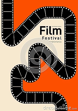 Movie and film poster design template background with vintage filmstrip Vector Illustration