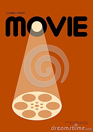 Movie and film poster design template background with vintage retro film reel Vector Illustration