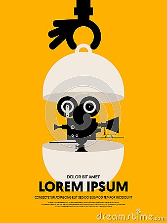 Movie and film poster template design modern retro vintage style Cartoon Illustration