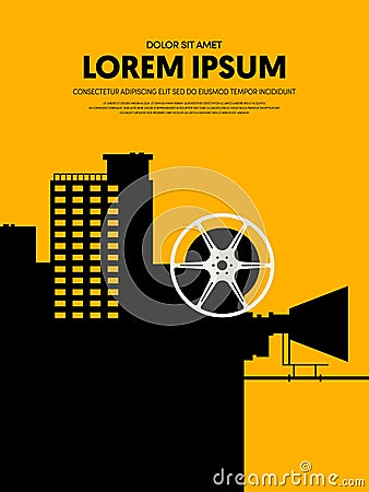 Movie and film poster template design modern retro vintage style Cartoon Illustration