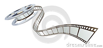 Movie film spooling out of film reel Vector Illustration