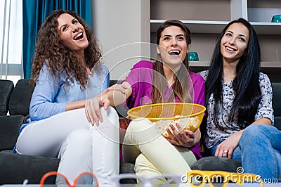 Movie with the girls Stock Photo