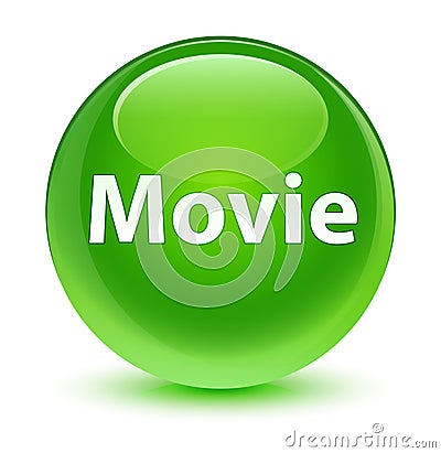 Movie glassy green round button Cartoon Illustration