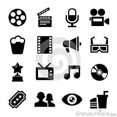 Movie icons set Vector Illustration