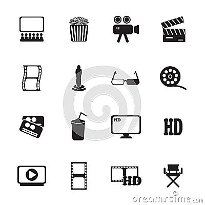 Movie icons set Vector Illustration