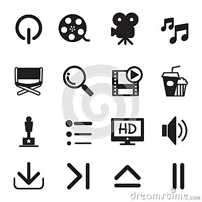 Movie icons set Vector Illustration