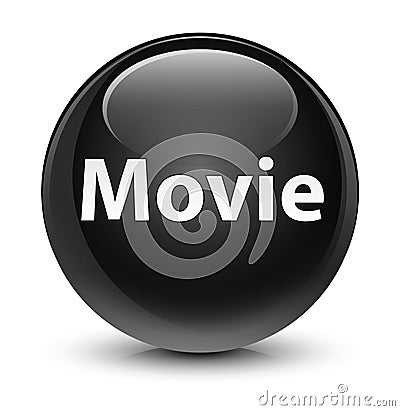 Movie glassy black round button Cartoon Illustration