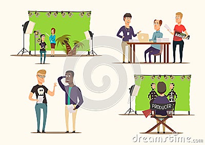 Movie Making 2x2 Concept Vector Illustration