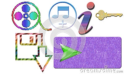 Movie music information key download button with white background Stock Photo