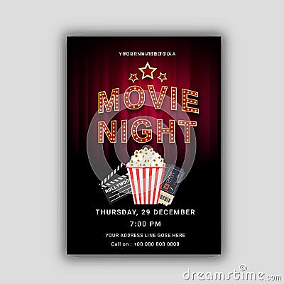 Movie night concept.Creative template for cinema poster, banner Stock Photo