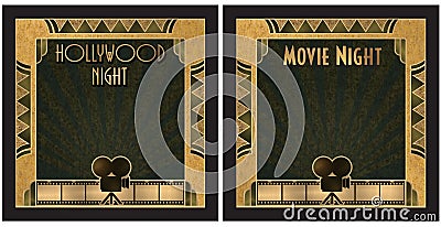 Movie Night Hollywood Night Invitation Stock Photo