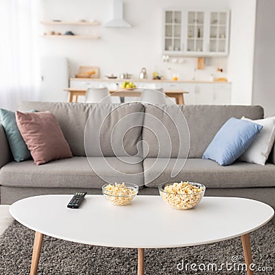 Movie night or online sports match at home during covid lockdown Stock Photo