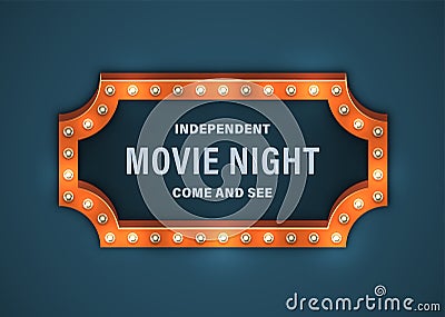 Movie Night Sign Vector Illustration