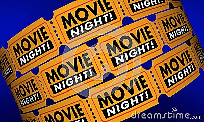 Movie Night Tickets Showtime Cinema Theater Film Stock Photo