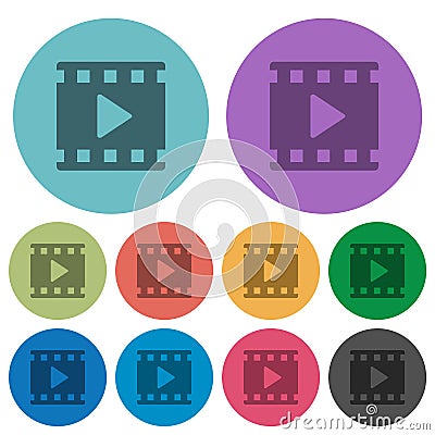 Movie play color darker flat icons Stock Photo