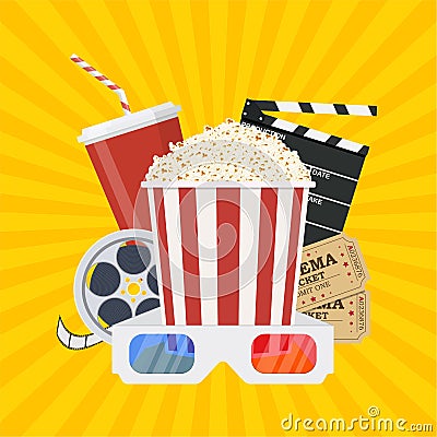 Movie poster template. Vector Illustration