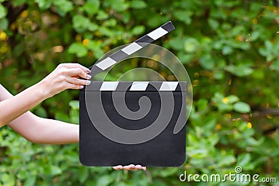 Movie production clapper board Stock Photo