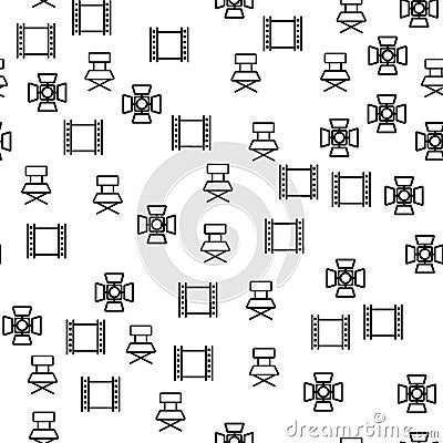 Movie Production Frame Spotlight Seamless Pattern Vector Illustration