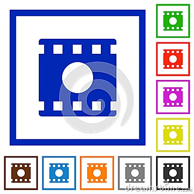 Movie record flat framed icons Stock Photo