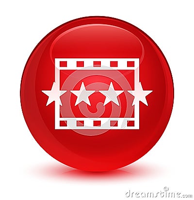 Movie reviews icon glassy red round button Cartoon Illustration