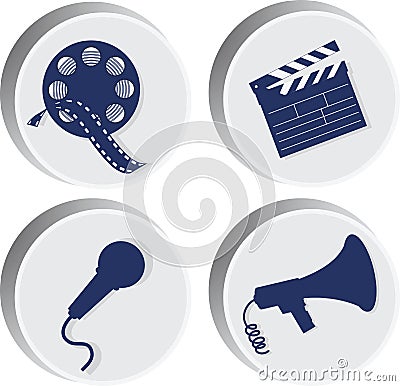 Movie. Set of icons.the attributes of the movie Vector Illustration