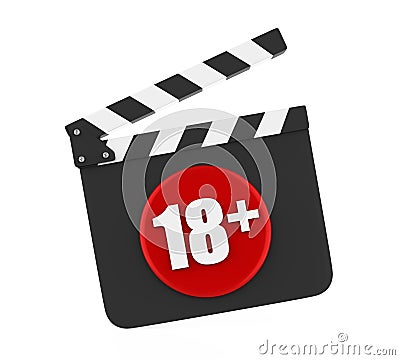 Movie Slate with 18+ Age Restriction Sign Isolated Stock Photo