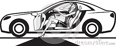 Movie star arrives at event by car Vector Illustration