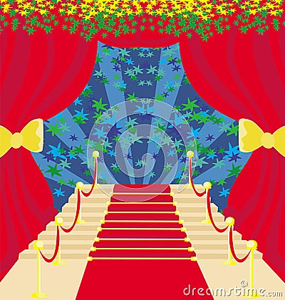 Movie star symbol on a red carpet representing premier Vector Illustration