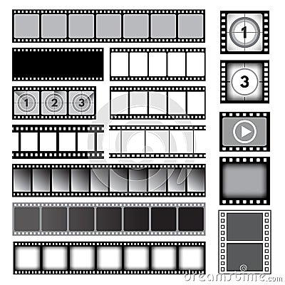 Movie tape. 35mm photo strip film camera frames picture vector collection Vector Illustration
