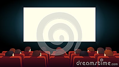 Movie theater. Cinema audience crowd watching film Vector Illustration