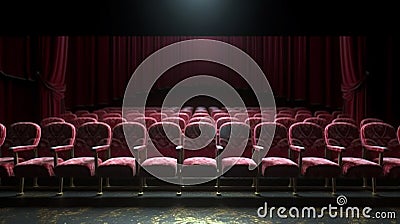 movie theater empty auditorium with seats. Generative AI Stock Photo