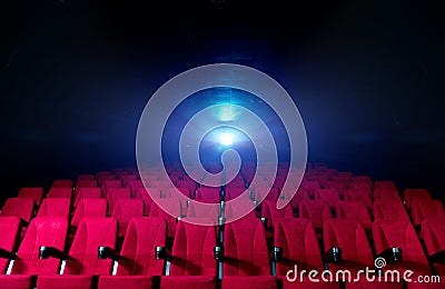 Movie theatre hall with red seats Stock Photo