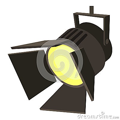 Movie or theatre spotlight icon, cartoon style Vector Illustration