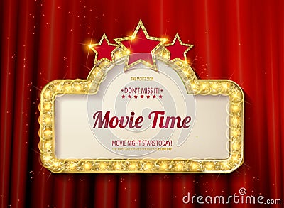 Movie time cinema premiere poster design. Cartoon Illustration