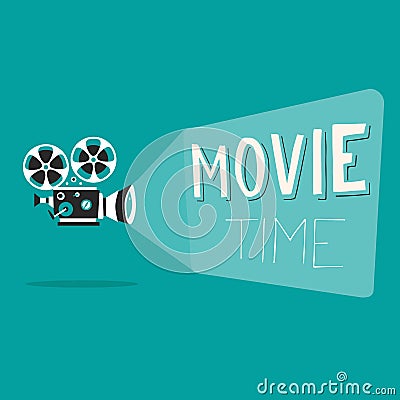 Movie time poster. Cartoon vector illustration. Cinema motion picture Vector Illustration