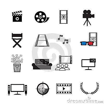 Movies cinema icons set Vector Illustration