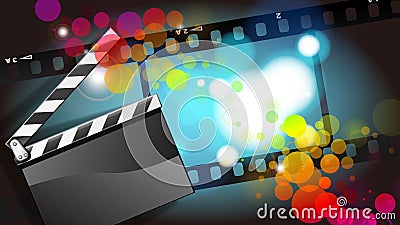 Movies film and Clapper board background Cartoon Illustration