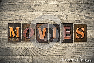 Movies Wooden Letterpress Theme Stock Photo