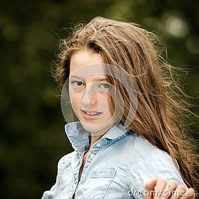 Moving into adulthood. Outdoor portrait of teenage girl. Stock Photo