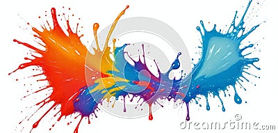 Moving colorful liquid splashes, color spectrum mixed very dynamically Stock Photo