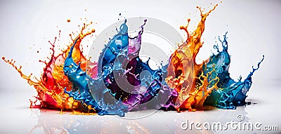 Moving colorful liquid splashes, color spectrum mixed very dynamically Stock Photo