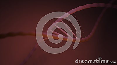 Moving 3d dna structure. Design. 3D dna chain moving in electronic space. Close-up animation of moving dna spirals in Stock Photo