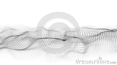 A moving 3d wave. Futuristic white background with dynamic black particles. The concept of big data. Cyberspace. 3d rendering Stock Photo