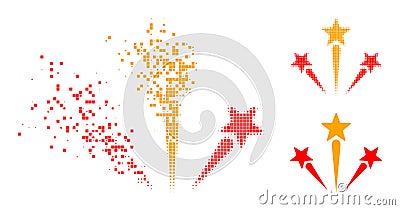 Erosion Pixel Fireworks Glyph with Halftone Version Vector Illustration