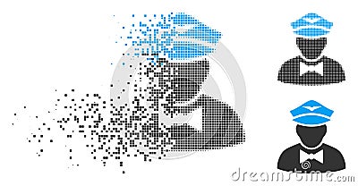 Moving Dot Halftone Airline Steward Icon Vector Illustration