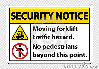 Moving forklift traffic hazard,No pedestrians beyond this point,Symbol Sign Isolate on transparent Background,Vector Illustration Vector Illustration