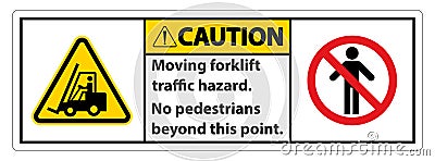 Moving forklift traffic hazard,No pedestrians beyond this point,Symbol Sign Isolate on White Background,Vector Illustration Vector Illustration