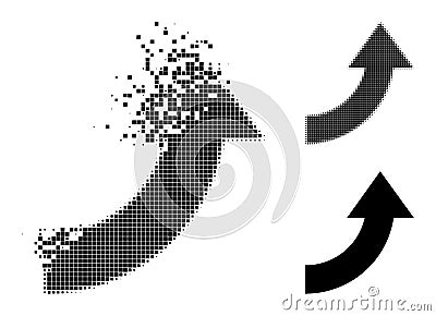 Moving and Halftone Pixel Rotate Up Icon Vector Illustration