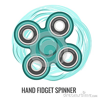 Moving hand fidget spinner color green vector toy Vector Illustration