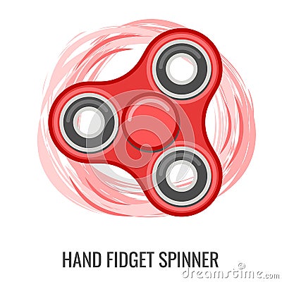 Moving hand fidget spinner red yellow vector toy Vector Illustration